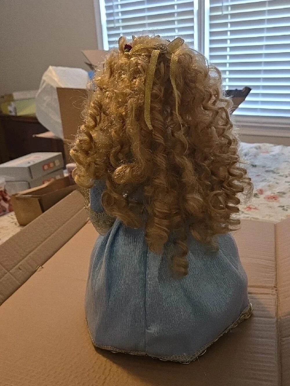 Umbrella Porcelain Princess Doll in Blue Dress